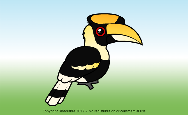 Cute Great Hornbill by Birdorable