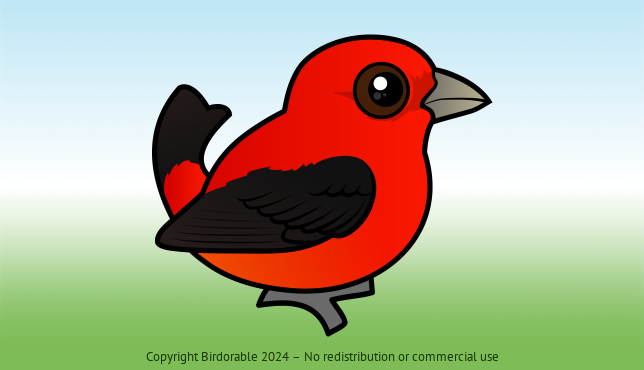 Meet the Striking Scarlet Tanager by Birdorable | Meet the Birds