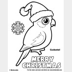 Santa Cockatiel Merry Christmas Coloring Page