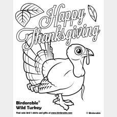 Happy Thanksgiving Wild Turkey Coloring Page