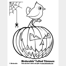 Halloween Tufted Titmouse Coloring Page