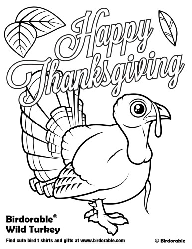 Happy Thanksgiving Wild Turkey Coloring Page