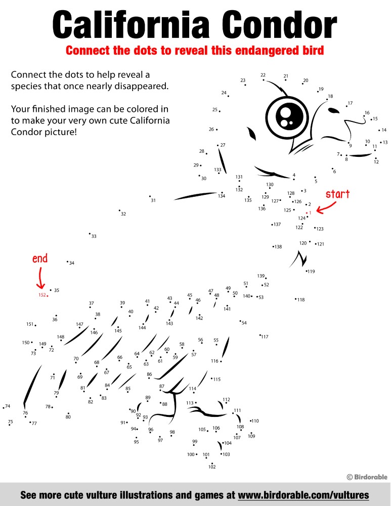 California Condor Connect the Dots by Birdorable