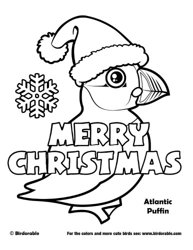 Christmas Atlantic Puffin Coloring Page