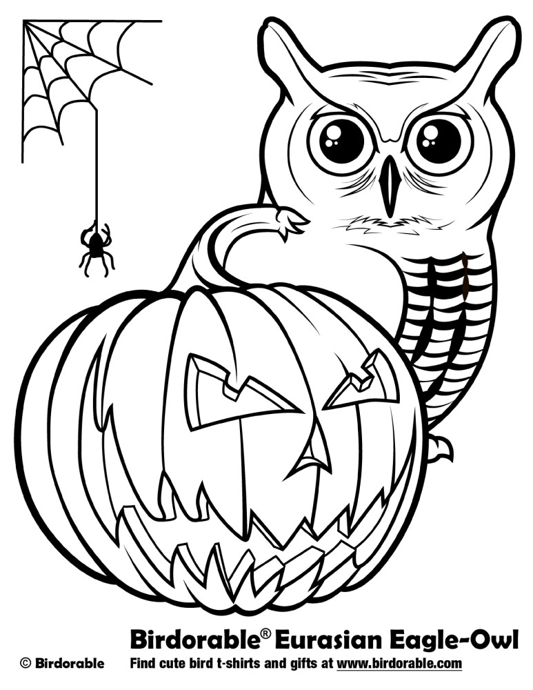 Halloween Eurasian Eagle-Owl Coloring Page by Birdorable