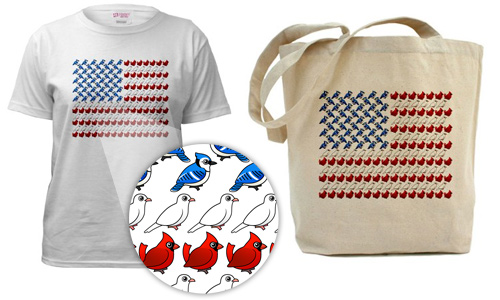 Birdorable US Flag T-shirt and Tote Bag