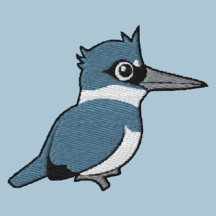 Belted Kingfisher Embroidery