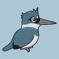 Belted Kingfisher Embroidery