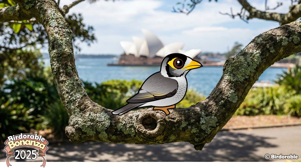 Birdorable Noisy Miner in Sydney with Opera House in the background