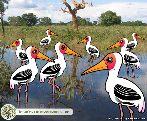 Eight Birdorable Milky Storks