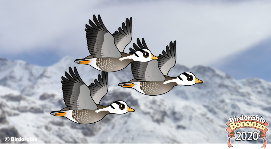 Birdorable Bar-headed Geese flying