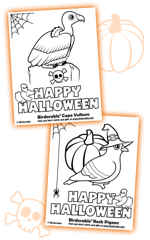 Birdorable Halloween Coloring Pages: Cape Vulture and Rock Pigeon