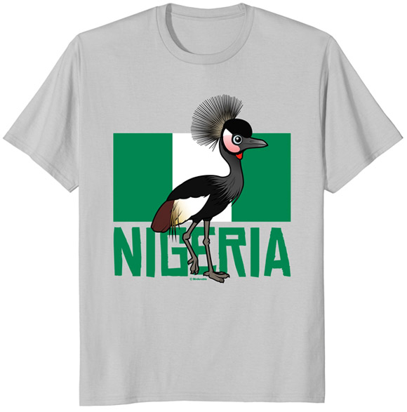 Birdorable Black Crowned-Crane with Nigeria Flag T-Shrit