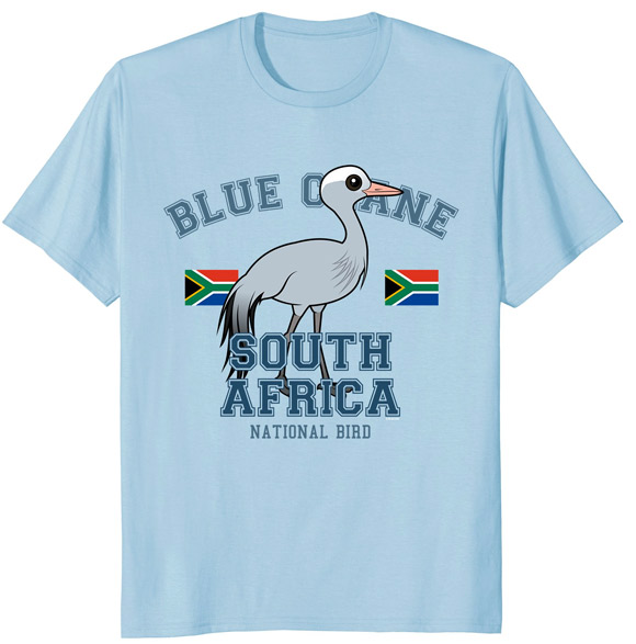 National Bird of South Africa Cute Cartoon Blue Crane Shirt