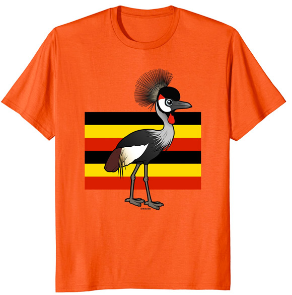 Grey Crowned-Crane of Uganda Cute Cartoon National Bird
