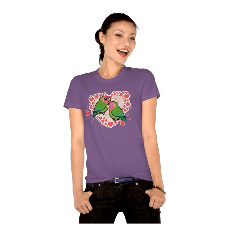 Birdorable Lovebird Love Heart on Women's American Apparel Organic T-Shirt