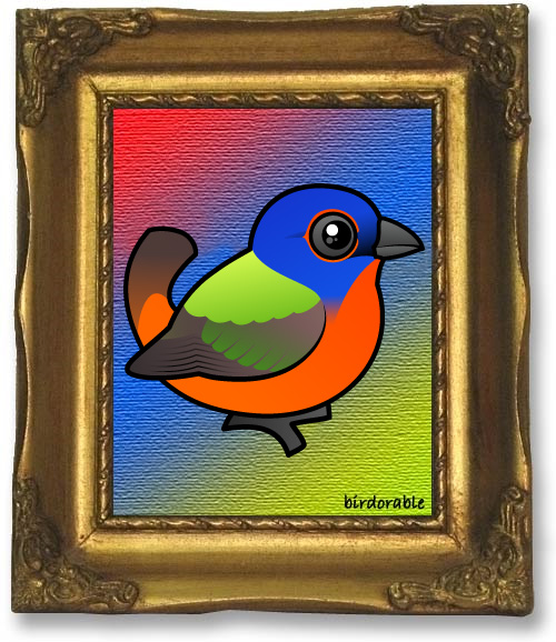 Painting of a Birdorable Painted Bunting