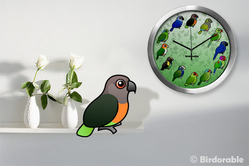 Birdorable parrots and parakeets clock