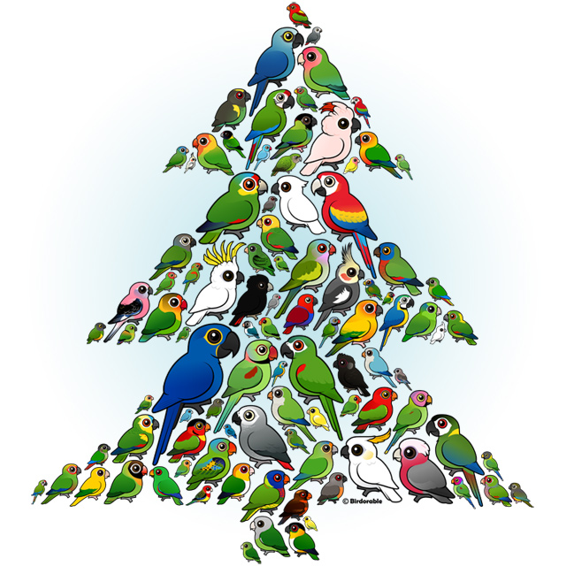 Birdorable Parrots and Parakeets Christmas Tree design