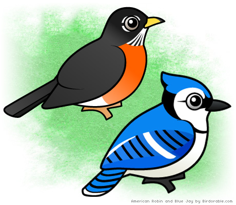 Birdorable American Robin and Blue Jay