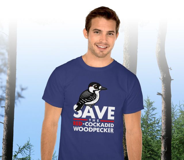 Birdorable Save the Red-cockaded Woodpecker Men's Basic Dark T-Shirt