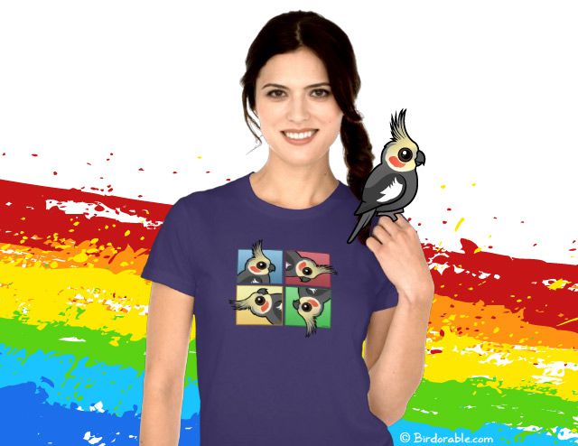 Birdorable Four Color Cockatiel Women's T-Shirt