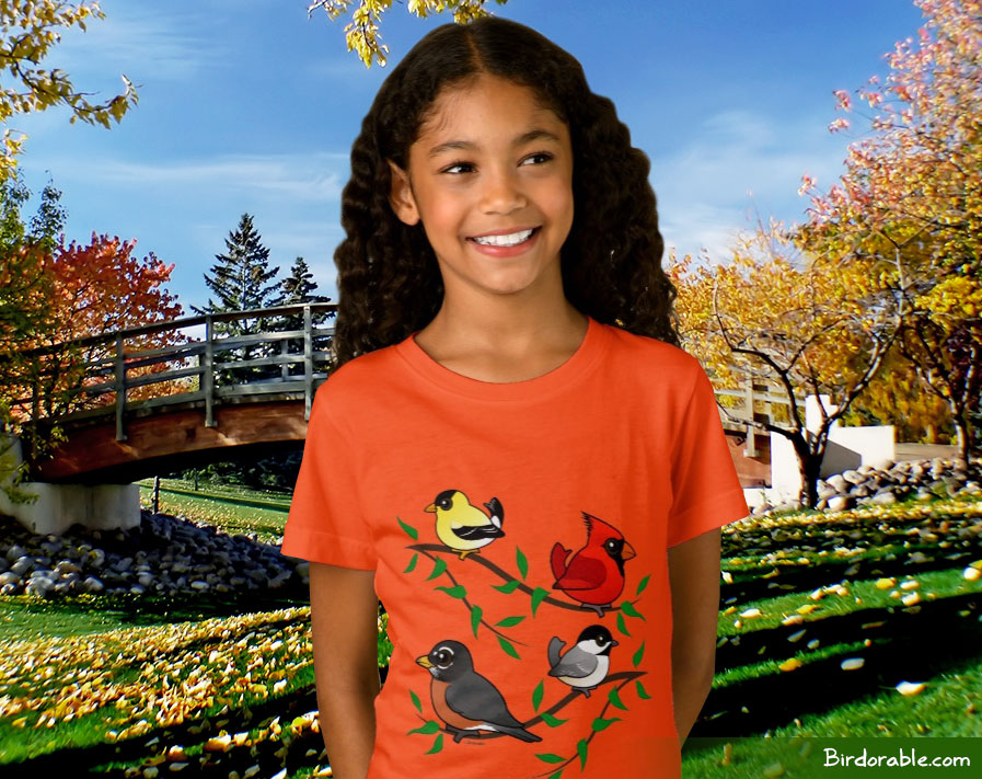 Cute Backyard Birds Girls' Fine Jersey T-Shirt