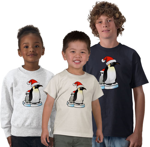 Santa Emperor Penguin with Chick