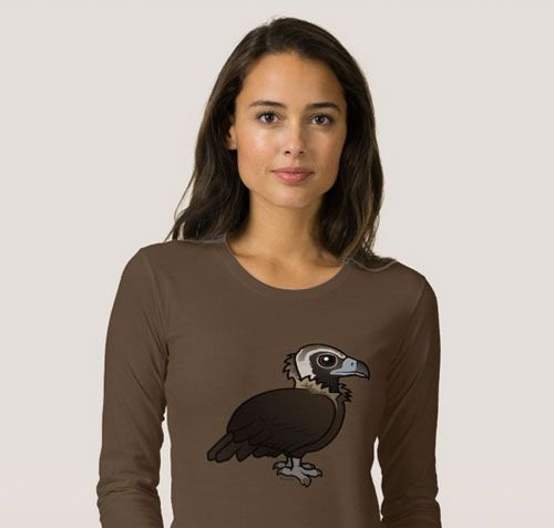 Birdorable Cinereous Vulture Women's American Apparel Fine Jersey Long Sleeve T-Shirt